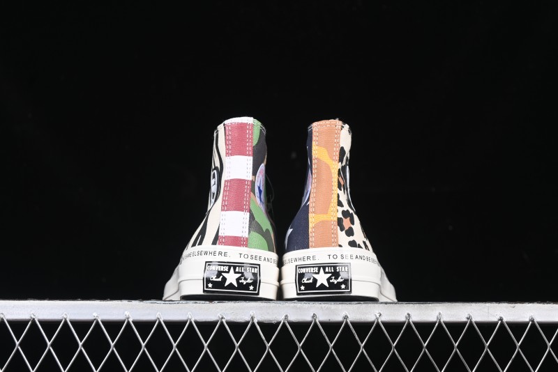 Converse x Brain Dead High Top Casual Sneakers with Mismatched Camouflage Design - A12219C