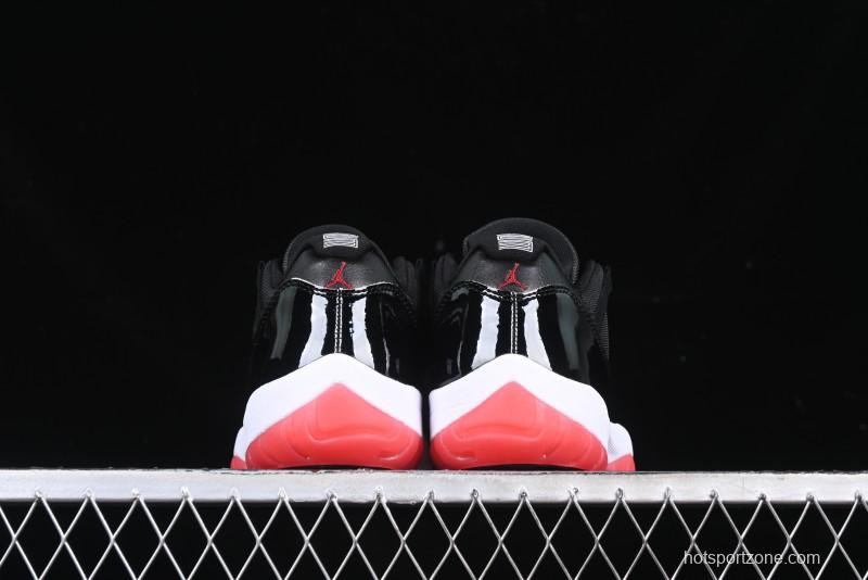 Nike Air Jordan 11 Low Bred Basketball Shoes with Patent Leather and Carbon Fiber - FV5104-006