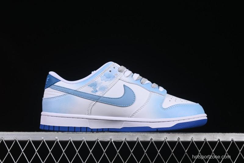 Nike Dunk Low Blue and White Porcelain Theme Casual Sneakers - DV0831-104
