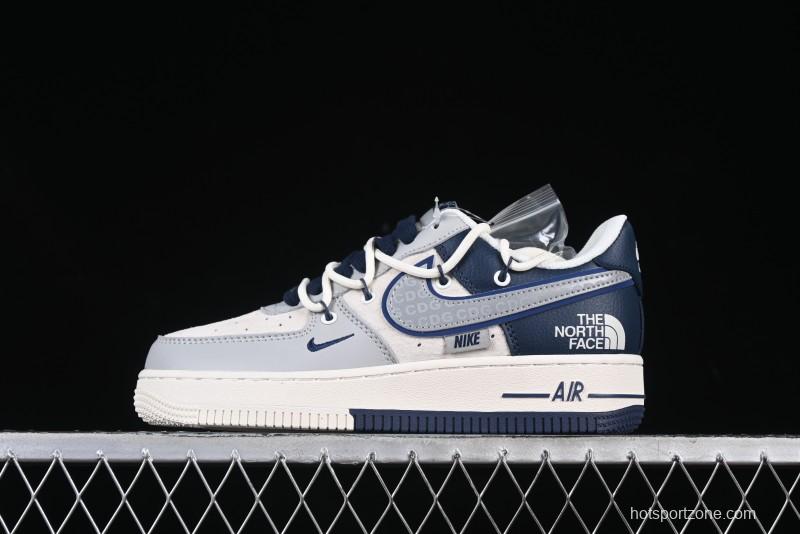 Nike Air Force 1 '07 Low The North Face Collaboration Grey Blue Lace-Up Low-Top Casual Sneakers - DM6688-024
