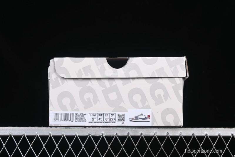 Nike Travis Scott x Fragment Design x Air Jordan 1 Low OG SP AJ1 CDG White Grey Low Top Casual Sneakers - DM9288-005