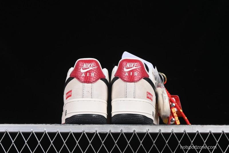 Nike Air Force 1 '07 Low Supreme Snake Year Limited Edition Black Snake Swoosh Low-Top Casual Sneakers - HH7518-033