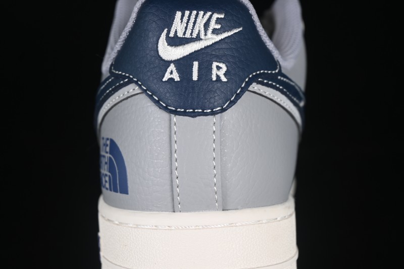 Nike Air Force 1 '07 Low The North Face Collaboration Grey Blue Double Swoosh Casual Sneakers - XS1958-520