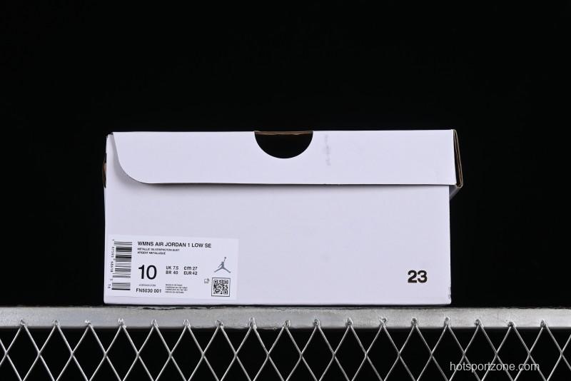 Nike Air Jordan 1 Low "Metallic Silver" Casual Sneakers with Metallic Finish - FN5030-001