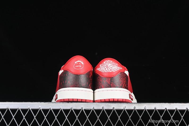 Nike Travis Scott x Fragment Design x Air Jordan 1 Low OG SP AJ1 Supreme Collaboration China Red Low-Top Casual Sneakers - DM7866-076