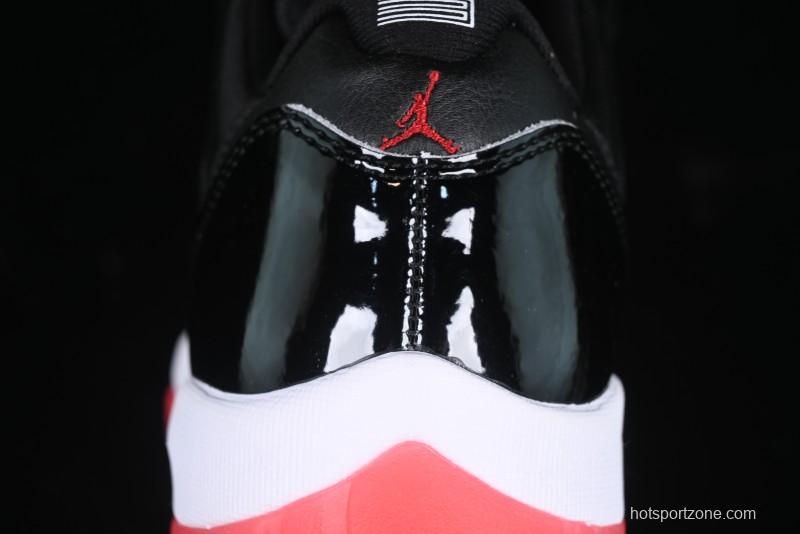 Nike Air Jordan 11 Low Bred Basketball Shoes with Patent Leather and Carbon Fiber - FV5104-006