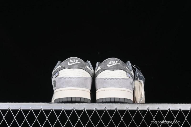 Nike SB Dunk Low The North Face Collaboration Double Swoosh Grey Pigskin Anniversary Edition Custom Low-Top Casual Skate Shoes - XX3168-009