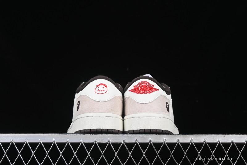Nike Travis Scott x Fragment Design x Air Jordan 1 Low OG SP AJ1 Bape Collaboration Sneakers - AG3702-807