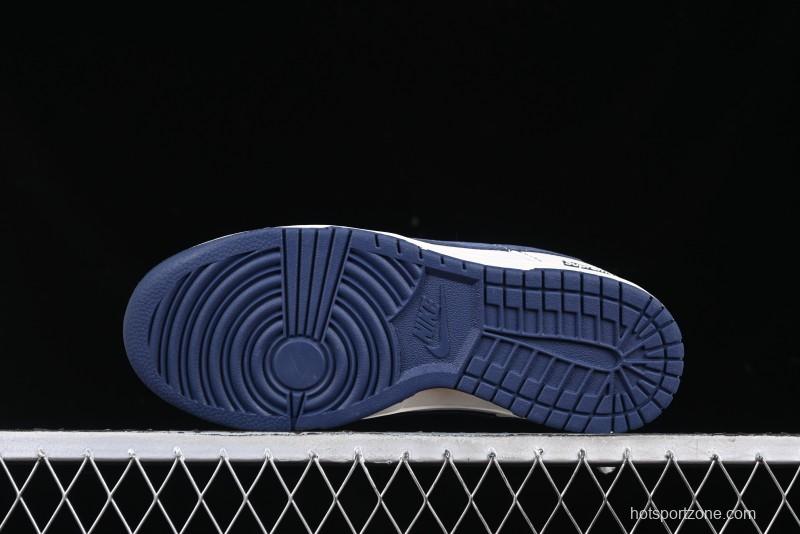 Nike SB Dunk Low Supreme Collaboration Grey Blue Woven Label Anniversary High-End Custom Low-Top Casual Skate Shoes - BB7518-026