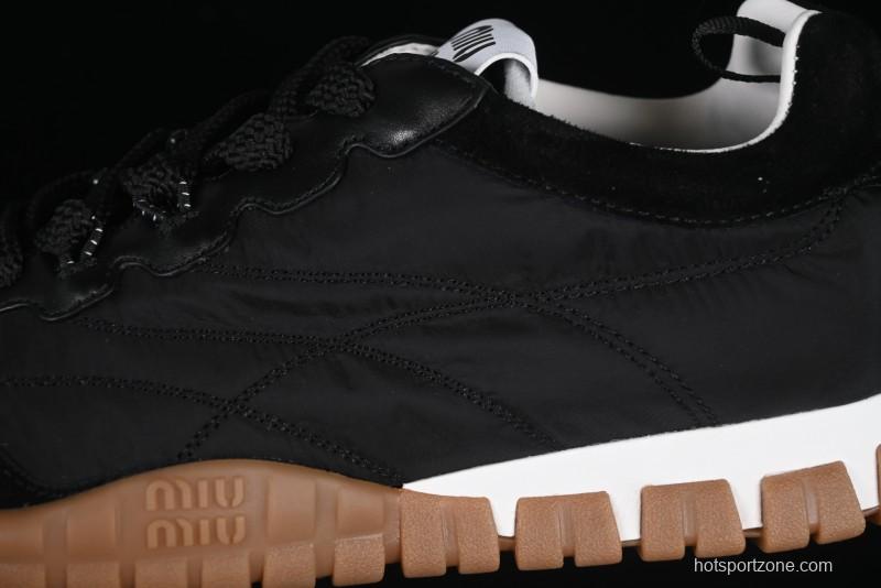 Miu Miu Suede Round Toe Lace-Up Women's Low-Top Casual Shoes - 99D4