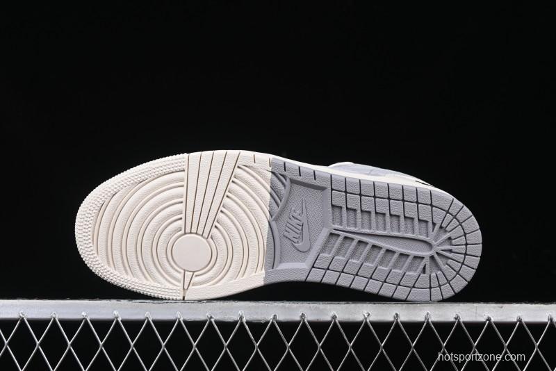 Nike Air Jordan 1 Low Stussy Collaboration - Retro Basketball Shoes in Light Grey - SJ9950-044