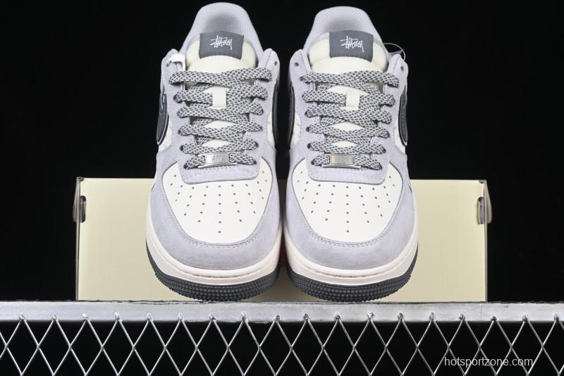 Nike Air Force 1 '07 Low Stussy Collaboration - Pig Grey Swoosh Low-Top Casual Sneakers - XZ3318-066