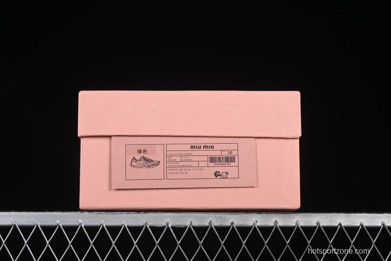 Miu Miu Suede Round Toe Lace-Up Low Top Women's Casual Shoes - 99D4