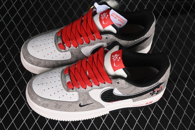 Nike Air Force 1 '07 Low Year of the Snake Limited Edition Grey Black Snake Scale Low-Top Casual Sneakers - DM6688-009