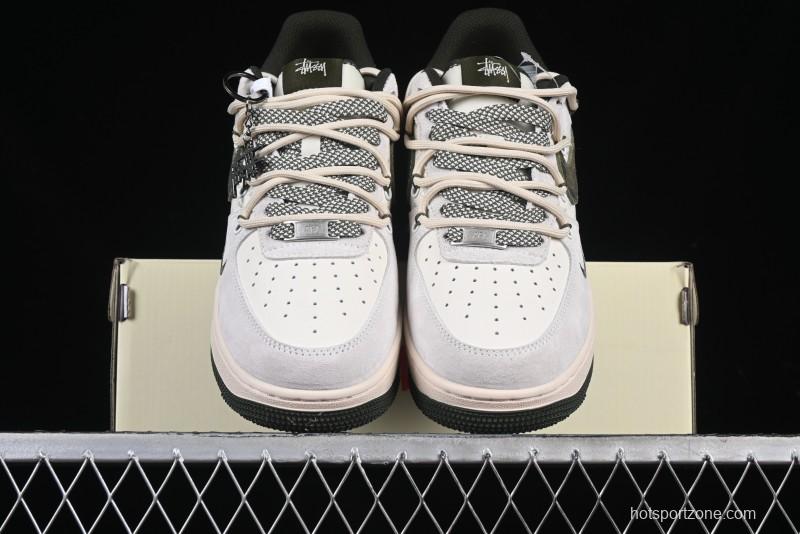 Nike Air Force 1 '07 Low Stussy Collaboration Camo Swoosh Drawstring Casual Sneakers - DM6688-014