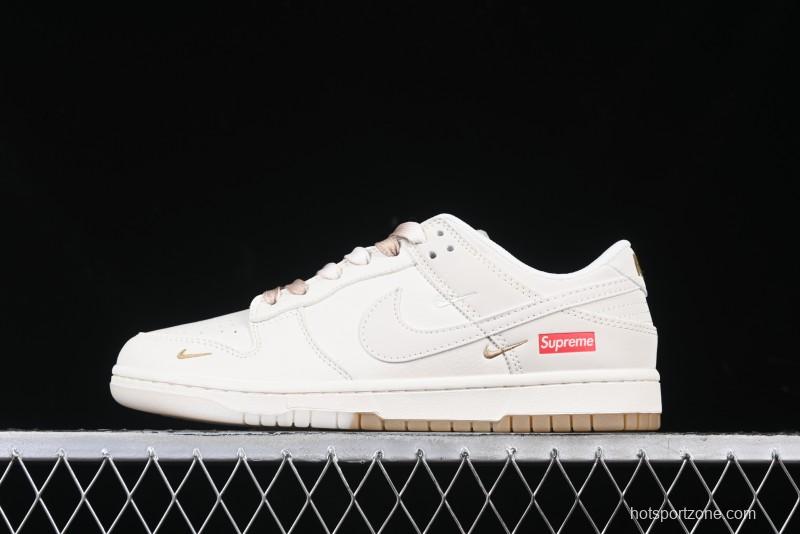 Nike SB Dunk Low Supreme Collaboration Two-Tone Khaki Anniversary High-End Custom Low-Top Casual Skate Shoes - BB8675-111