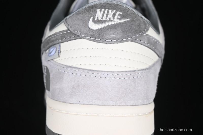 Nike SB Dunk Low The North Face Collaboration Double Swoosh Grey Pigskin Anniversary Edition Custom Low-Top Casual Skate Shoes - XX3168-009