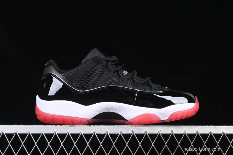 Nike Air Jordan 11 Low Bred Basketball Shoes with Patent Leather and Carbon Fiber - FV5104-006
