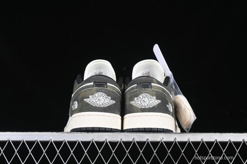 Nike Air Jordan 1 Low AJ1 The North Face Collaboration Dark Camouflage Custom High-End Retro Basketball Shoes - DM9188-013