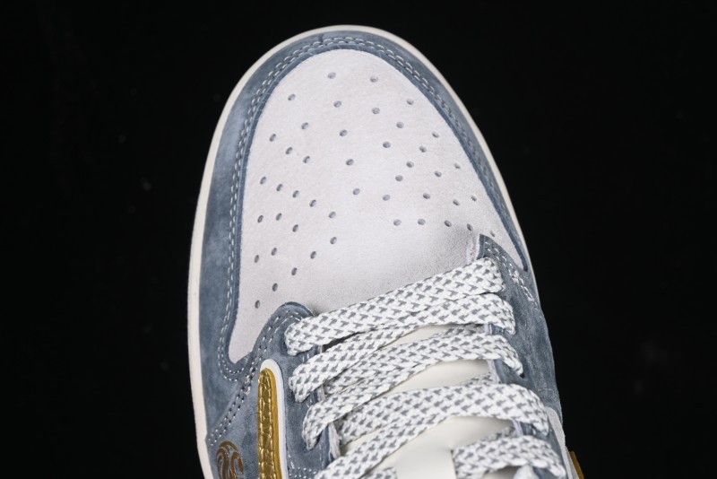 Nike Travis Scott x Fragment Design x Air Jordan 1 Low OG SP AJ1 Snake Year Limited Gold Snake Low-top Casual Sneakers - XZ2025-288