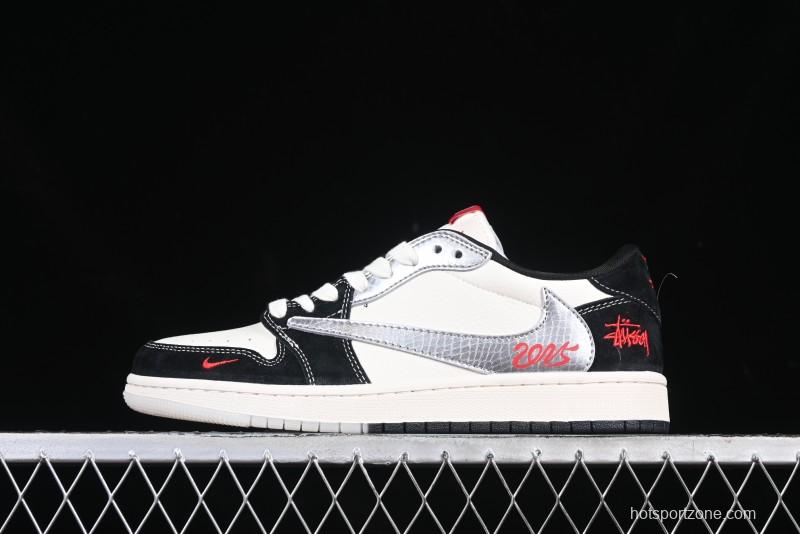 Nike Travis Scott x Fragment Design x Air Jordan 1 Low OG SP AJ1 Retro Sneakers with Unique Collaboration Design - DM9288-007