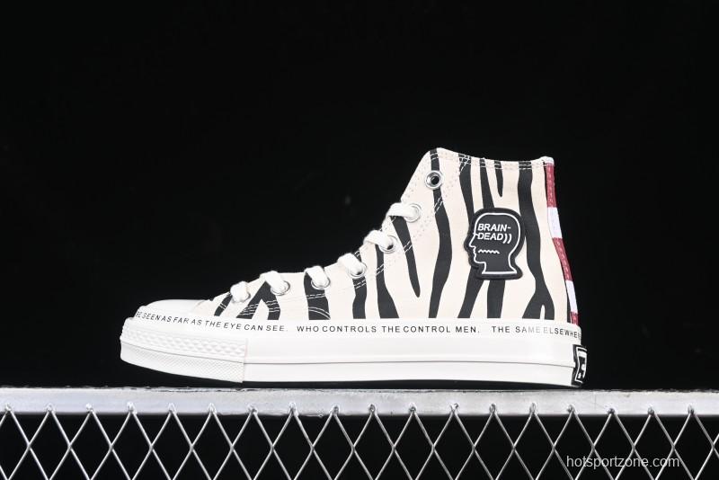 Converse x Brain Dead High Top Casual Sneakers with Mismatched Camouflage Design - A12219C