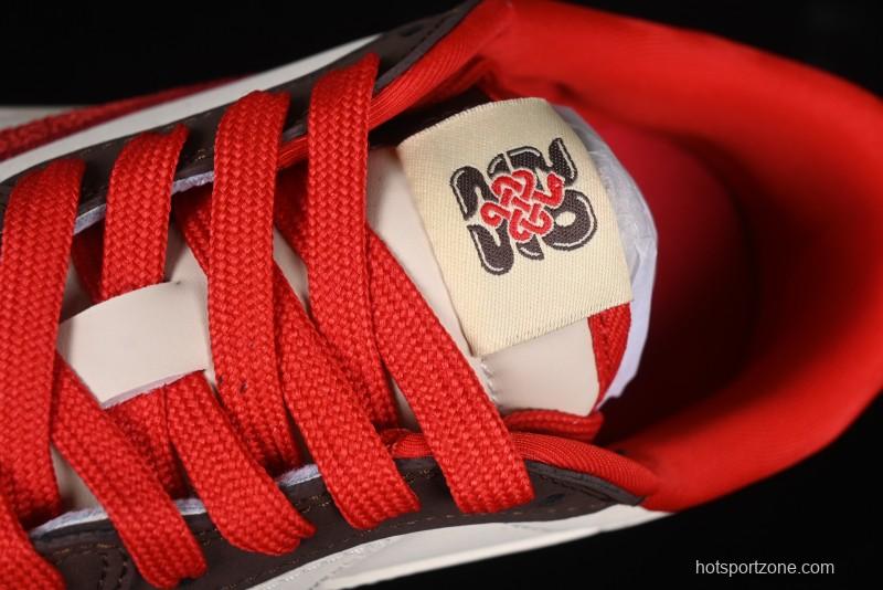 Nike Travis Scott x Fragment Design x Air Jordan 1 Low OG SP AJ1 Snake Year Limited Edition Snake Scale Red Hook Low Top Lifestyle Casual Sneakers - CH6336-020