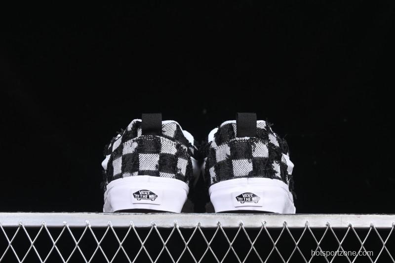 Vans Knu Skool Checkerboard Washed Denim Low-Top Casual Skate Shoes - VN000CS0239