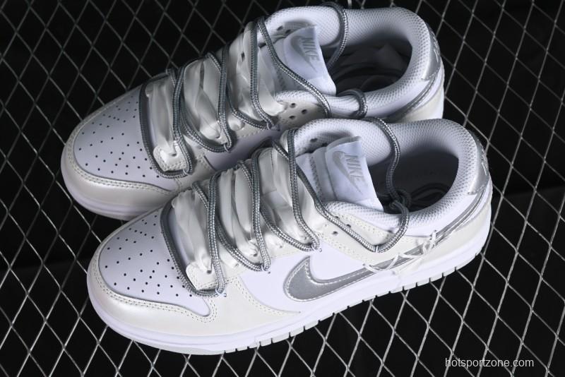 Nike Dunk Low SB Casual Sneakers with Deconstructed Laces and Ribbon Bow Design - DH9765-102