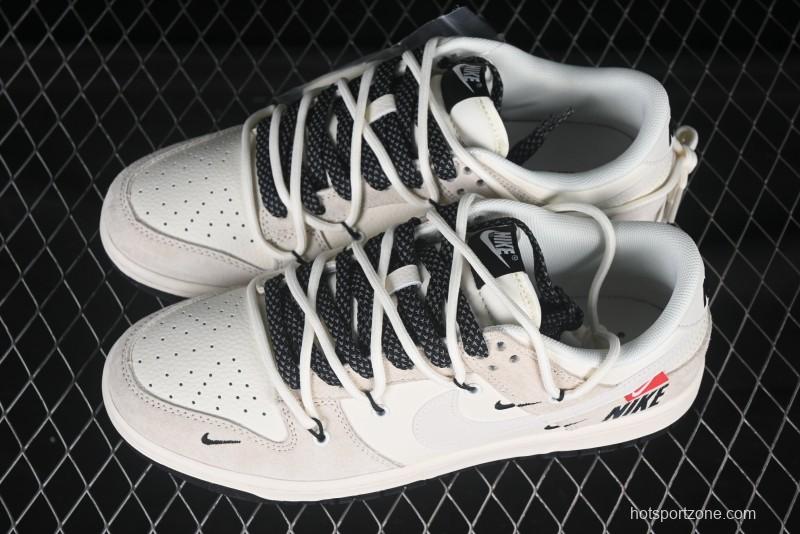 Nike SB Dunk Low Collaboration Sneakers - Red Tag Beige Black Anniversary Custom Edition - XX3168-118