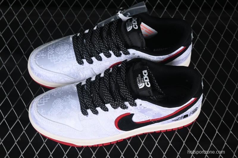 Nike SB Dunk Low The North Face x Edison Chen Triple Collaboration White Silk Black Red Hook Anniversary High-End Custom Low-Top Casual Sneakers - DM6868-041