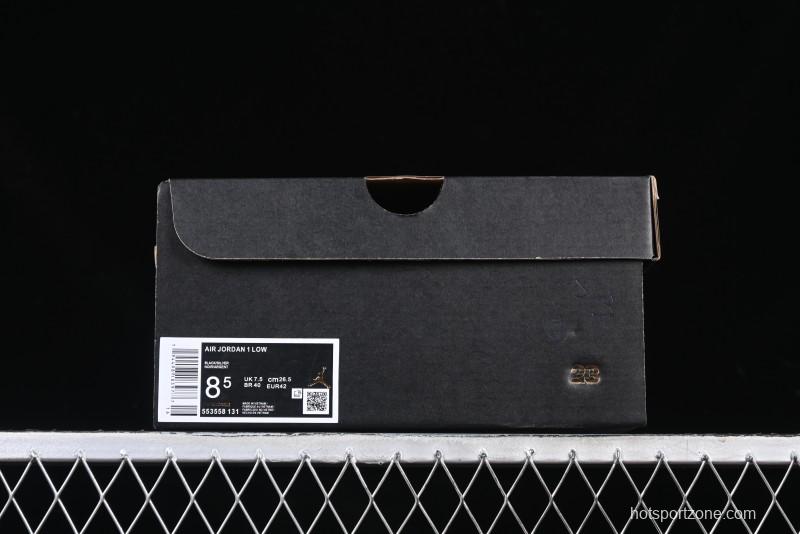Nike Air Jordan 1 Low AJ1 Basketball Shoes in Black White Silver - 553558-131