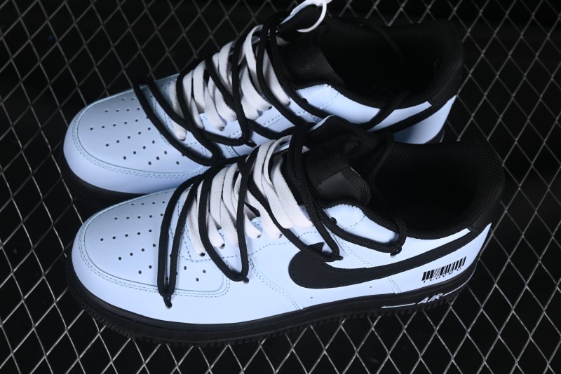 Custom "I Love U" Black & White Sneakers - Sleek Barcode Design