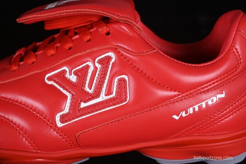 Louis Vuitton Footprint Soccer Low-Top Lifestyle Sneakers Round Toe Lace-Up Casual Shoes Red - AJF6