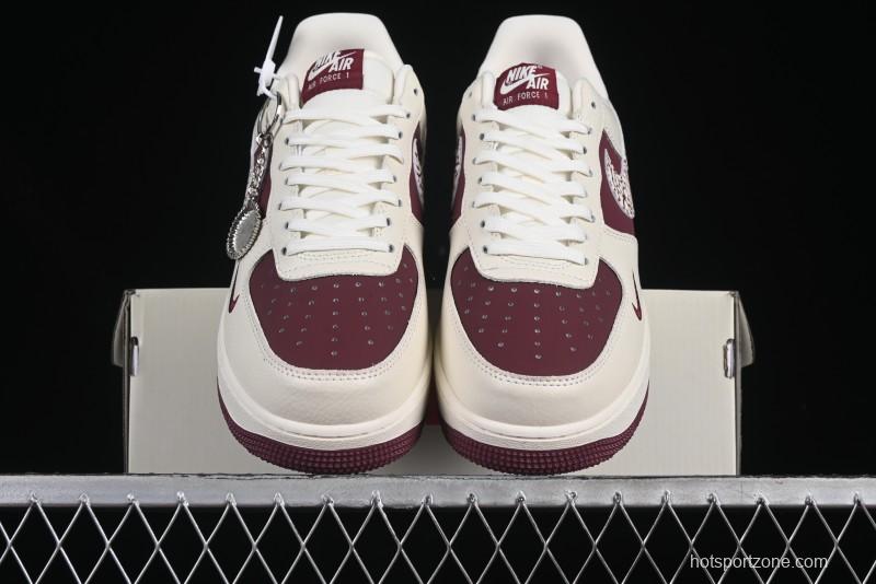 Nike Air Force 1'07 Low Supreme Collaboration Rice Wine Red Casual Sneakers - KK1988-070