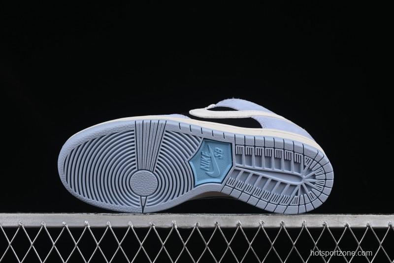 Nike SB Dunk Low Aluminum Skateboarding Shoes with Black Blue White Swoosh - HF3063-400