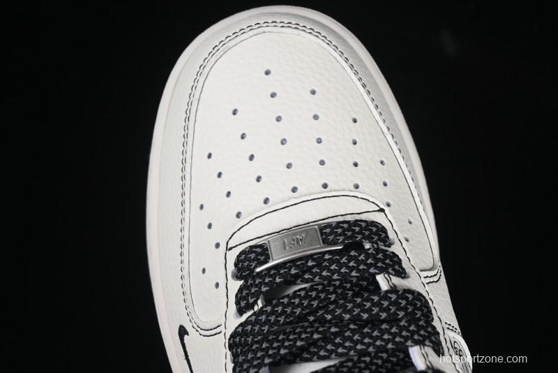 Nike Air Force 1 '07 Low Custom Casual Sneakers with Multiple Swoosh Design - HH7518-068