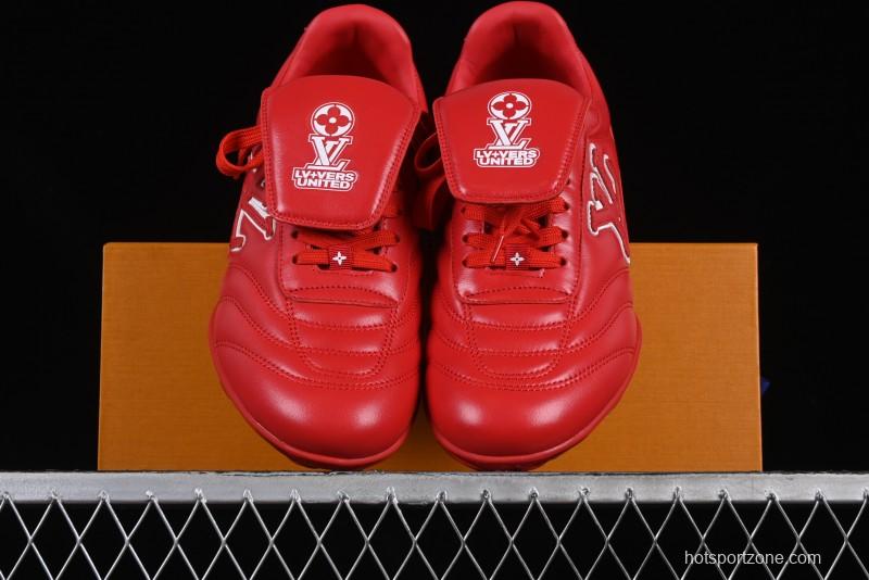 Louis Vuitton Footprint Soccer Low-Top Lifestyle Sneakers Round Toe Lace-Up Casual Shoes Red - AJF6