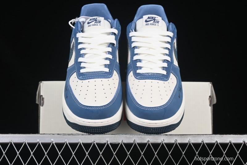 Nike Air Force 1 '07 Low Collaboration White Blue Ghost Face Casual Sneakers with Strap - KK1988-068
