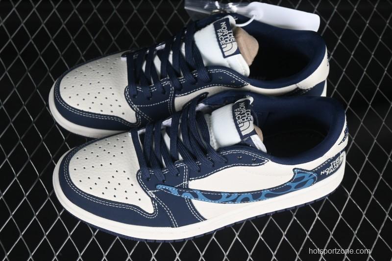 Nike Travis Scott x Fragment Design x Air Jordan 1 Low OG SP Abstract Pattern Low-Top Casual Sneakers - LD2025-003