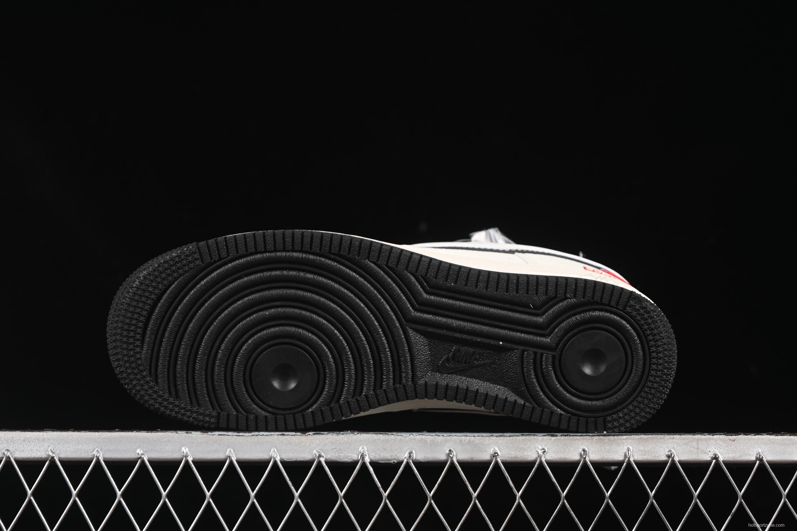 Nike Air Force 1 '07 Low Supreme Collaboration White Black Double Swoosh Casual Sneakers - XS1958-545