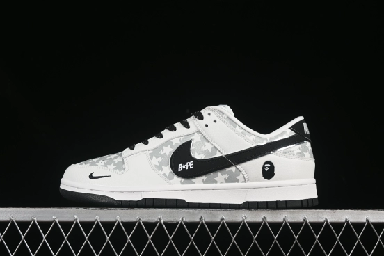 Nike SB Dunk Low BAPE Collection 5-Point Star Black Swoosh Anniversary High-End Custom Low-Top Casual Skate Shoes - CS1688-104