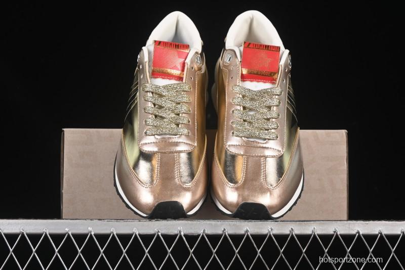 Golden Goose Marathon White Black Gold Comfortable Low-Top Lifestyle Sneakers - H8D4