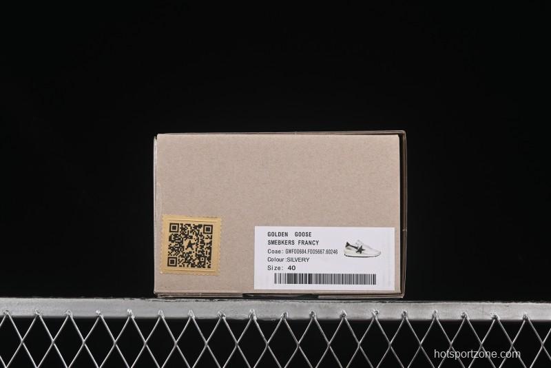 Golden Goose Marathon Comfortable Low-Top Lifestyle Sneakers in White Black Silver - H8D4