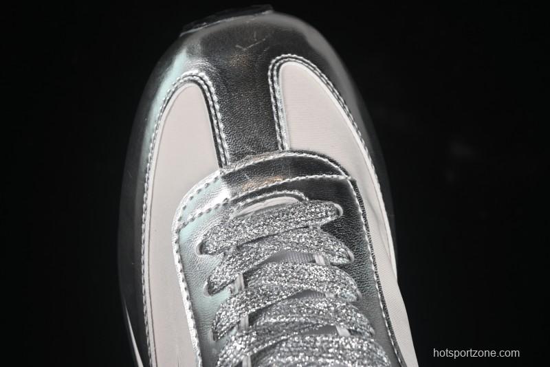 Golden Goose Marathon Comfortable Low-Top Lifestyle Sneakers in White Black Silver - H8D4