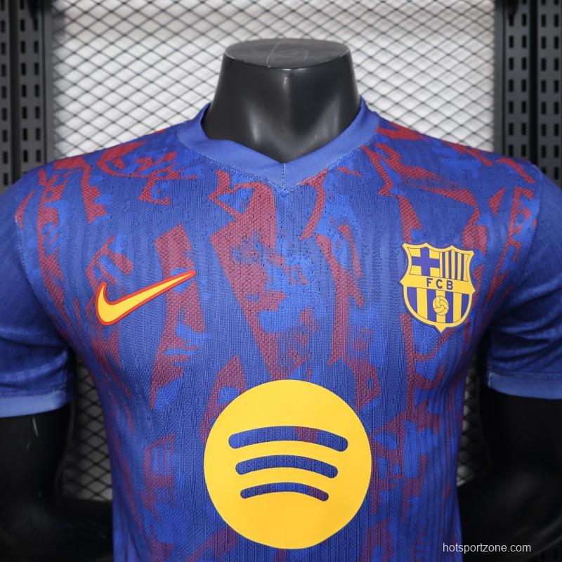 Player Version 25/26 Barcelona Blue with Red Pattern Jersey