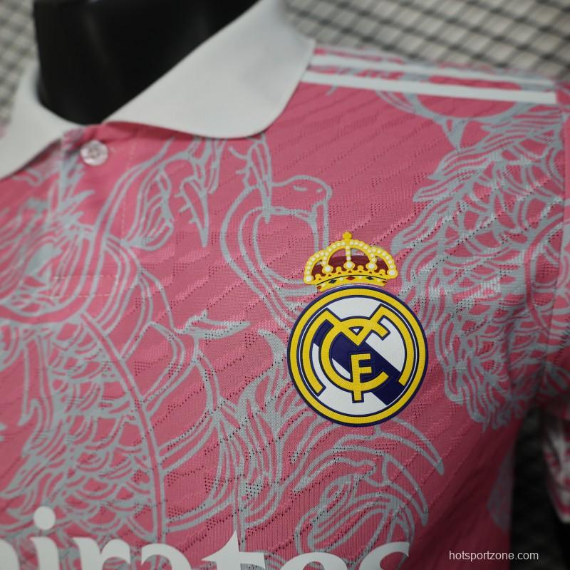Player Version 25/26 Real Madrid Pink with Dragon Pattern Jersey
