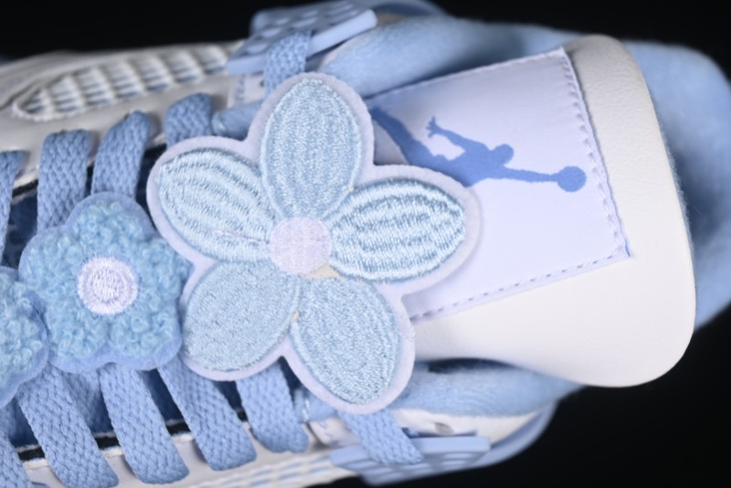 Nike Air Jordan 4 Retro "Forget Me Not" Mothers Day Sneakers with Floral Accents - HV0823-100