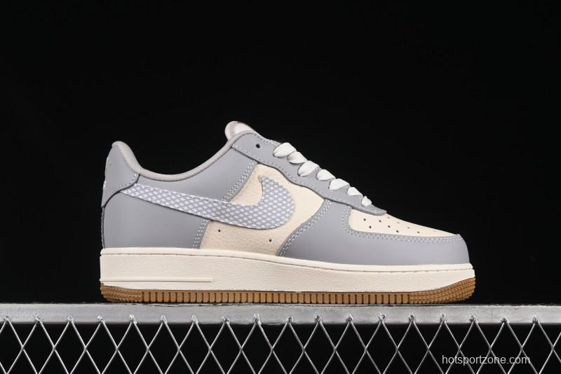 Nike Air Force 1 '07 Low Supreme Collaboration Light Grey Gum Casual Sneakers - KK1988-075