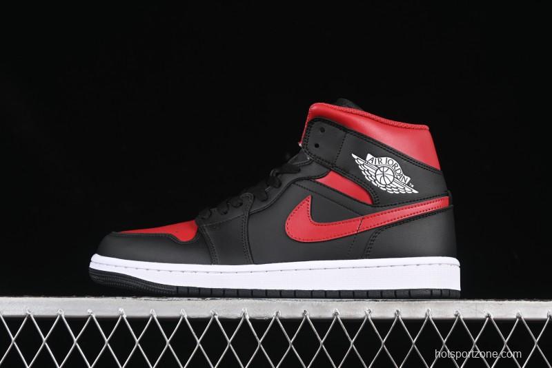 Nike Air Jordan 1 Mid AJ1 Black Red Mid-Top Casual Sneakers - DQ8426-067